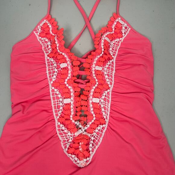 Becca Swim Delilah Pink One Piece Bathing Suit Size Small - Picture 5 of 8